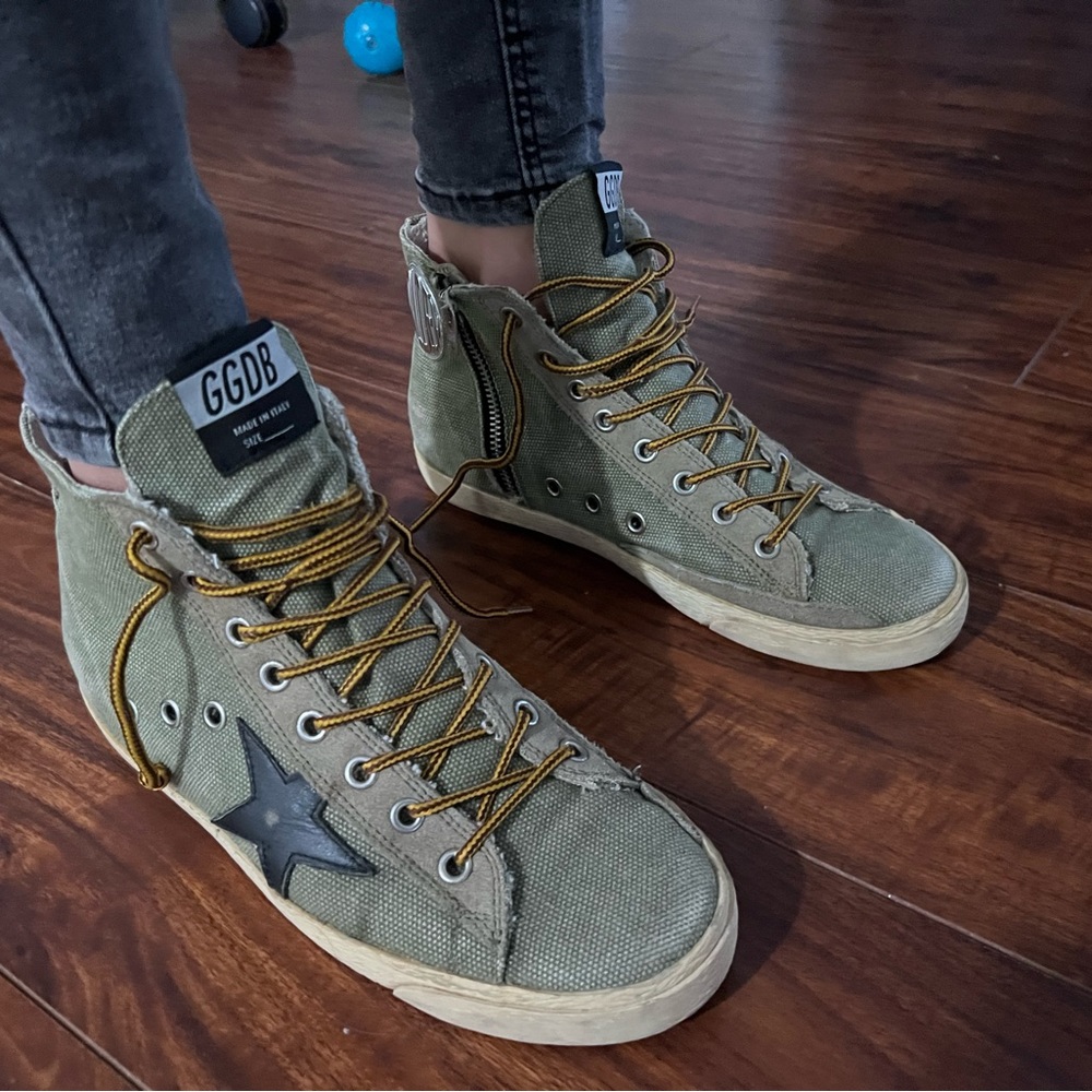 Golden Goose GGDB Women’s Green Canvas Sneakers Size 38